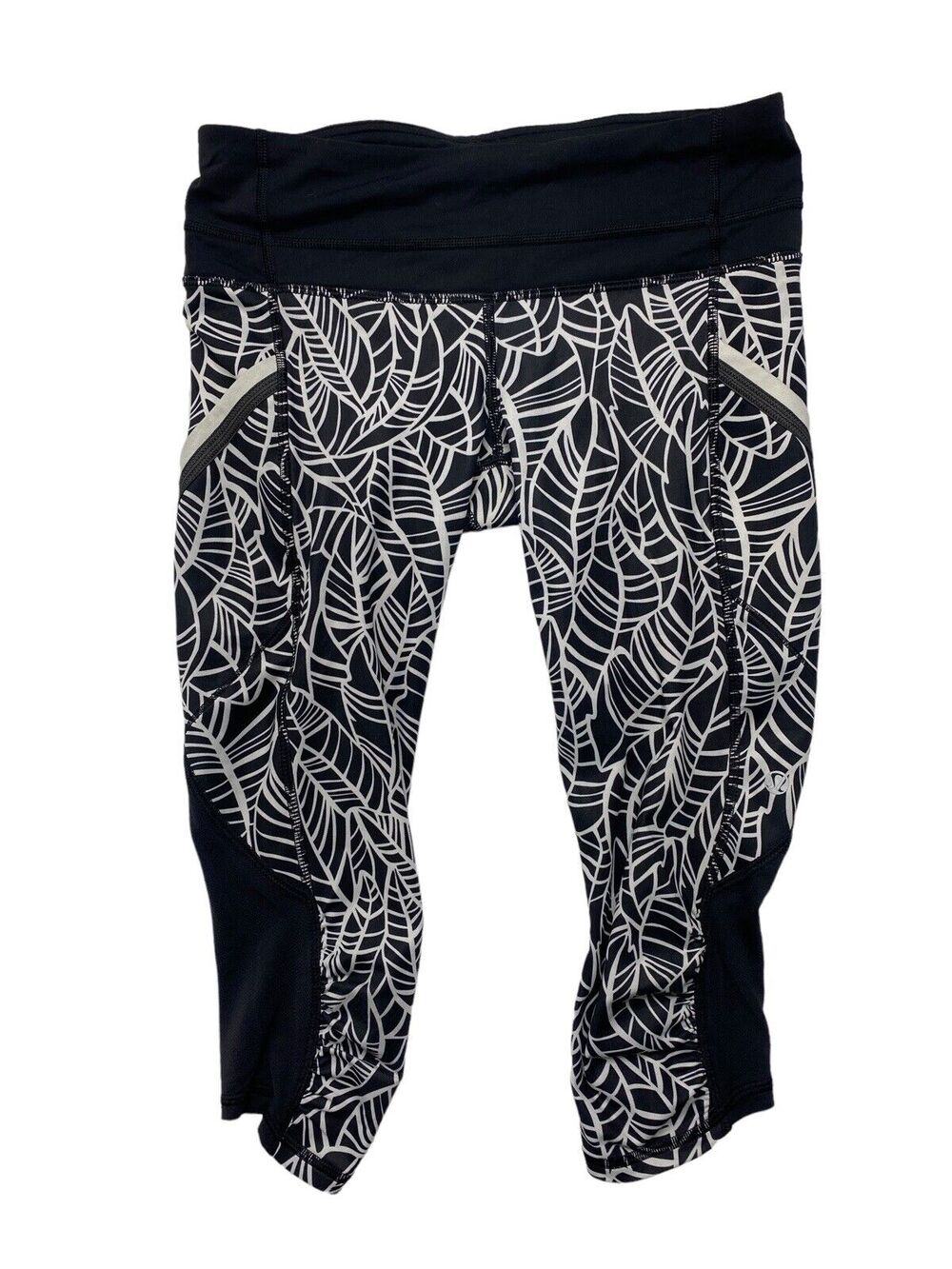 LULULEMON Run A Marathon Crop II Pants Pretty Palm Black Angel Wing Sz 4 #W6C33S
